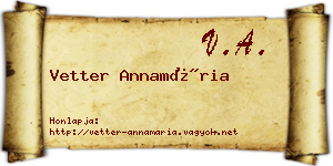 Vetter Annamária névjegykártya